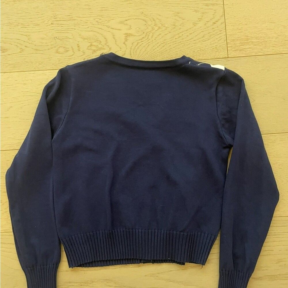 Navy and White Argyle Women's Sweater - Picture 2 of 2